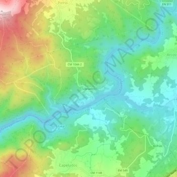 Carte topographique Sobradelo, altitude, relief