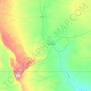 Carte topographique Eddy, altitude, relief