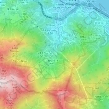 Carte topographique Lo Lau Uk, altitude, relief