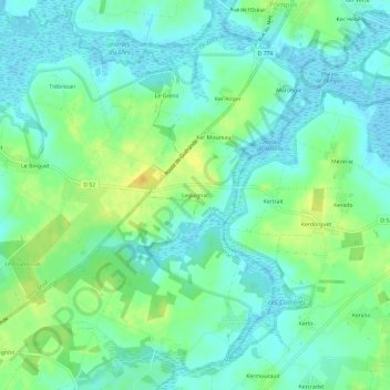 Carte topographique Leguignac, altitude, relief