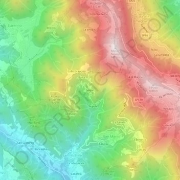 Carte topographique Sogno, altitude, relief