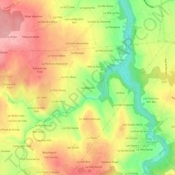 Carte topographique La Bigotais, altitude, relief