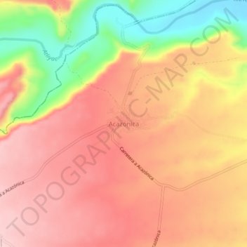 Carte topographique Acazónica, altitude, relief