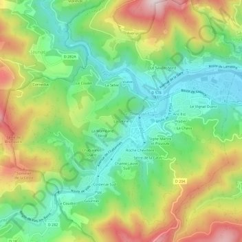 Carte topographique La Glorie, altitude, relief