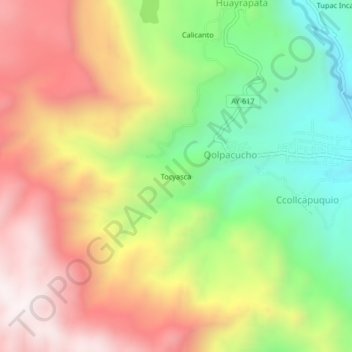 Carte topographique Tocyasca, altitude, relief