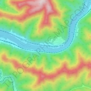 Carte topographique Charlton Heights, altitude, relief