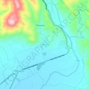Carte topographique Manicla, altitude, relief
