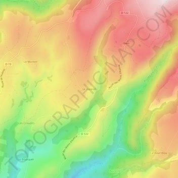Carte topographique Le Vialaret, altitude, relief