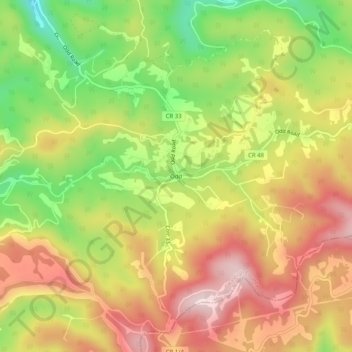 Carte topographique Odd, altitude, relief