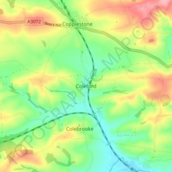 Carte topographique Coleford, altitude, relief