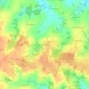Carte topographique Le Liminbout, altitude, relief