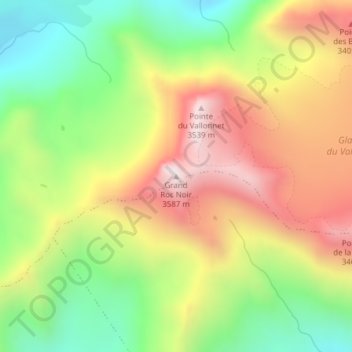 Carte topographique Grand Roc Noir, altitude, relief