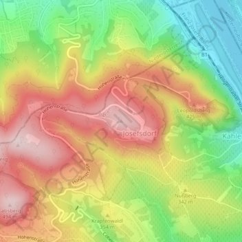 Carte topographique Kahlenberg, altitude, relief