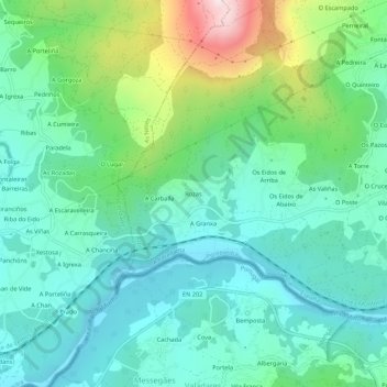 Carte topographique Rozas, altitude, relief