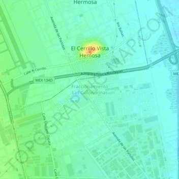 Carte topographique Fraccionamiento Las Golondrinas, altitude, relief