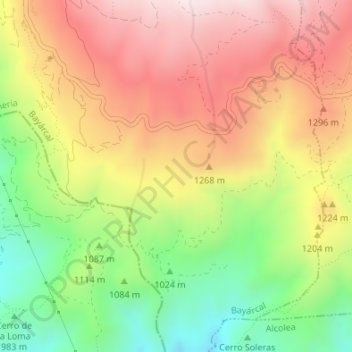 Carte topographique Iniza Alta, altitude, relief