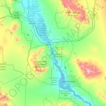 Carte topographique River Island, altitude, relief