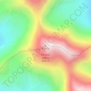 Carte topographique Amnye Machen, altitude, relief