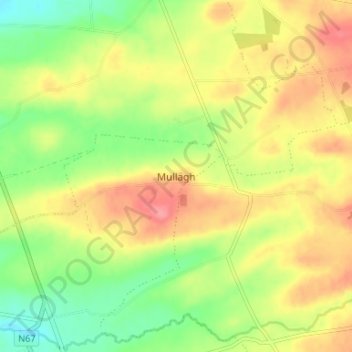 Carte topographique Mullagh, altitude, relief