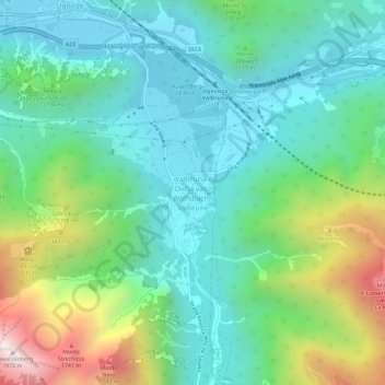 Carte topographique Valbruna, altitude, relief