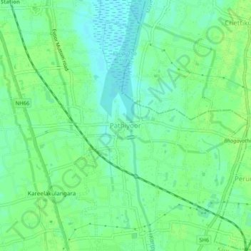 Carte topographique Pathiyoor, altitude, relief