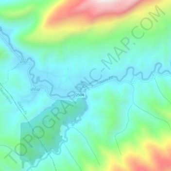 Carte topographique Houay Noh, altitude, relief