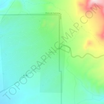 Carte topographique Wilhoit, altitude, relief
