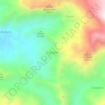 Carte topographique Rousseau, altitude, relief