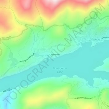 Carte topographique Cedar Crest, altitude, relief