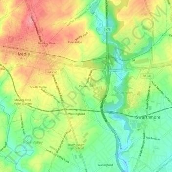 Carte topographique Pendle Hill, altitude, relief