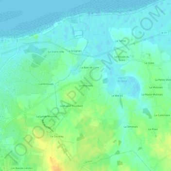 Carte topographique La Pitardais, altitude, relief