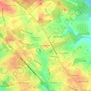 Carte topographique Mandel Park, altitude, relief