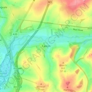 Carte topographique Easton, altitude, relief