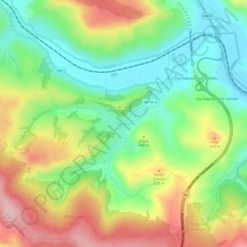 Carte topographique Viștea, altitude, relief