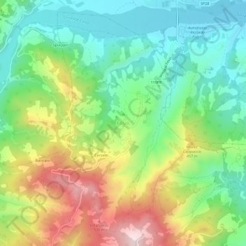 Carte topographique Fosio, altitude, relief