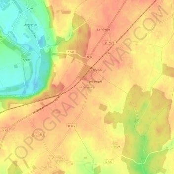 Carte topographique La Ferandière, altitude, relief