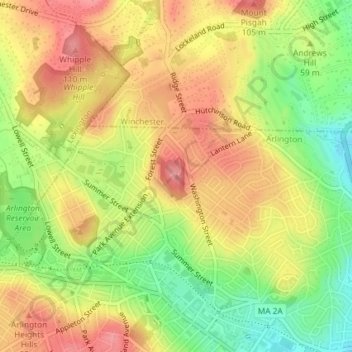Carte topographique Turkey Hill, altitude, relief