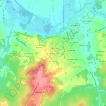 Carte topographique La Maison Carrée, altitude, relief
