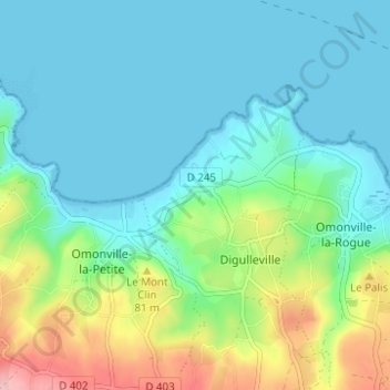 Carte topographique Les Monts, altitude, relief