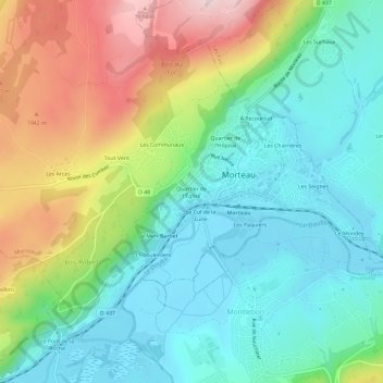 Carte topographique Quartier de l'Église, altitude, relief