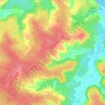 Carte topographique La Borie de Prussi, altitude, relief