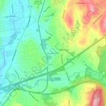 Carte topographique Vernon Center, altitude, relief