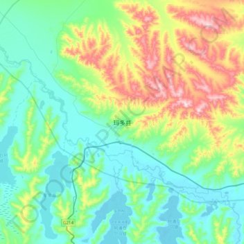 Carte topographique Xian de Madoi, altitude, relief