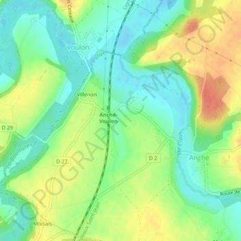 Carte topographique La Leze, altitude, relief