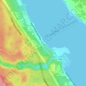 Carte topographique Buckley Bay, altitude, relief