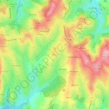 Carte topographique Corneys, altitude, relief