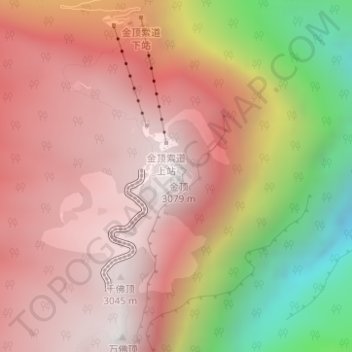 Carte topographique Mount Emei, altitude, relief