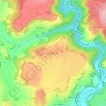 Carte topographique Chambeyrac, altitude, relief