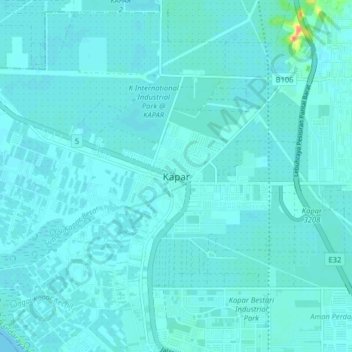 Carte topographique Kapar, altitude, relief