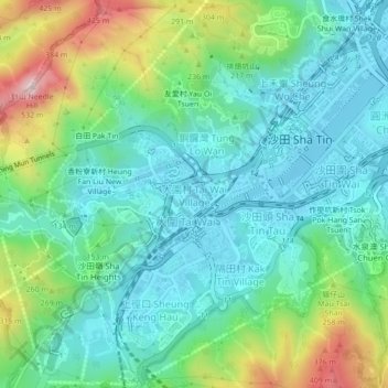 Carte topographique Tai Wai Village, altitude, relief